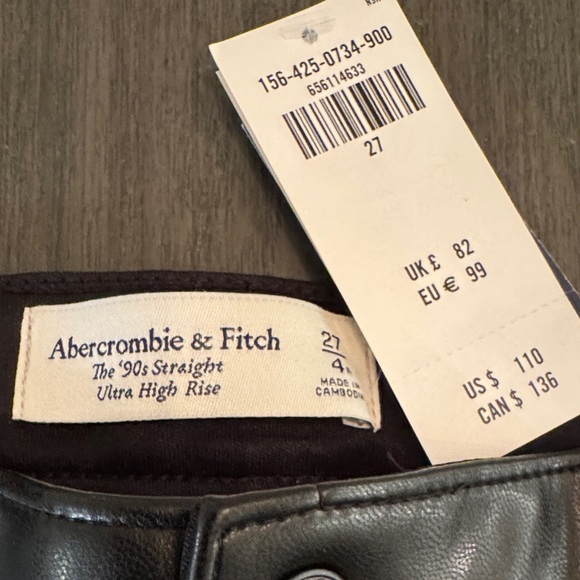 Abercrombie Shiny Black Leather-Style Trousers. - Picture 3 of 5